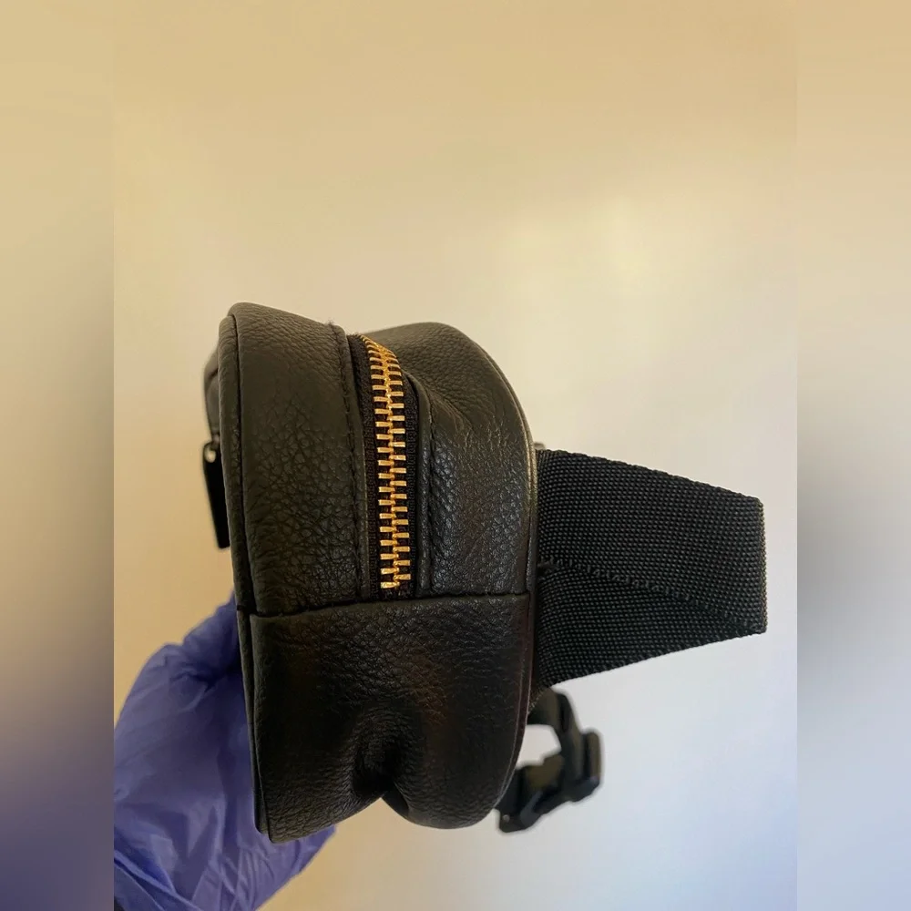 Adidas Black Leather Bag with Gold Zipper